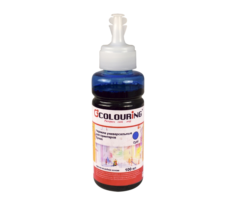 Чернила для принтеров Epson универсальные на водной основе Cyan 100 мл Colouring